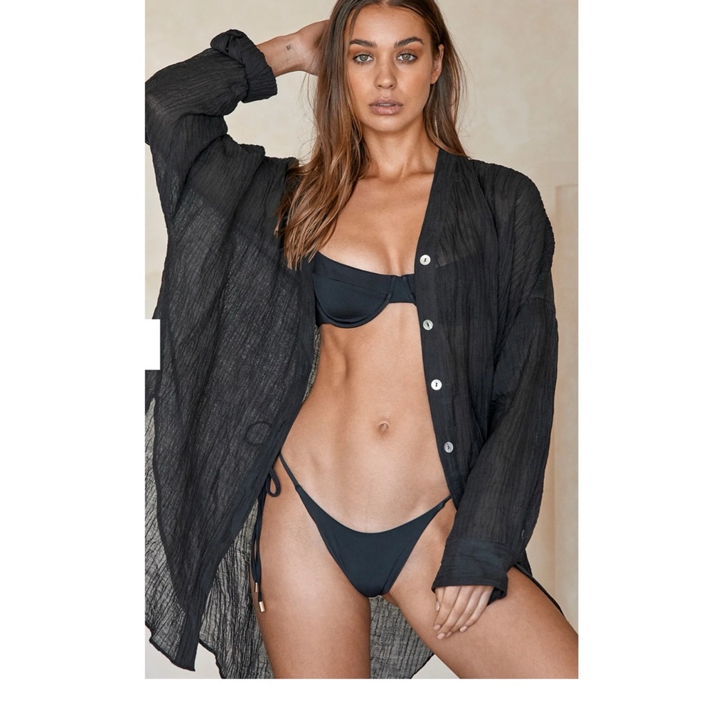 BARCELONA TUNIC - BLACK CRINKLE LIN